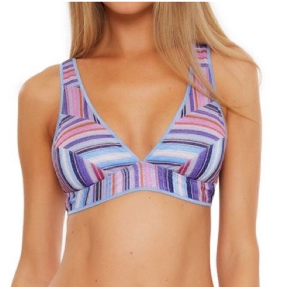 NEW BECCA Striped Bikini Top